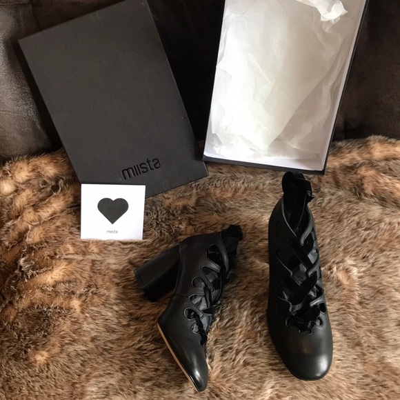 🆕NIB Italian leather Miista velvet lace up pumps - Picture 7 of 8